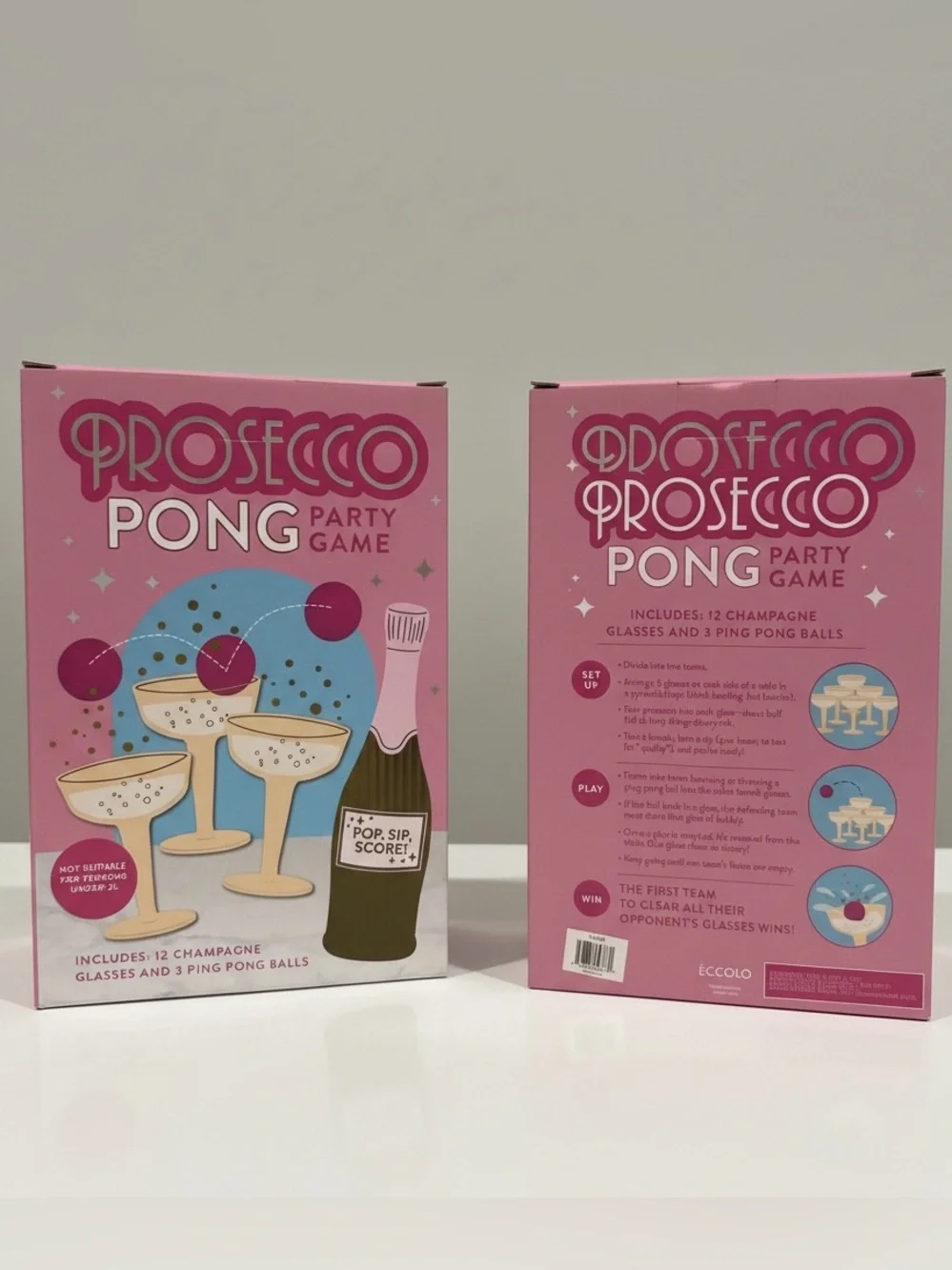 NEW Eccolo Prosecco Pong Party Game - Pink